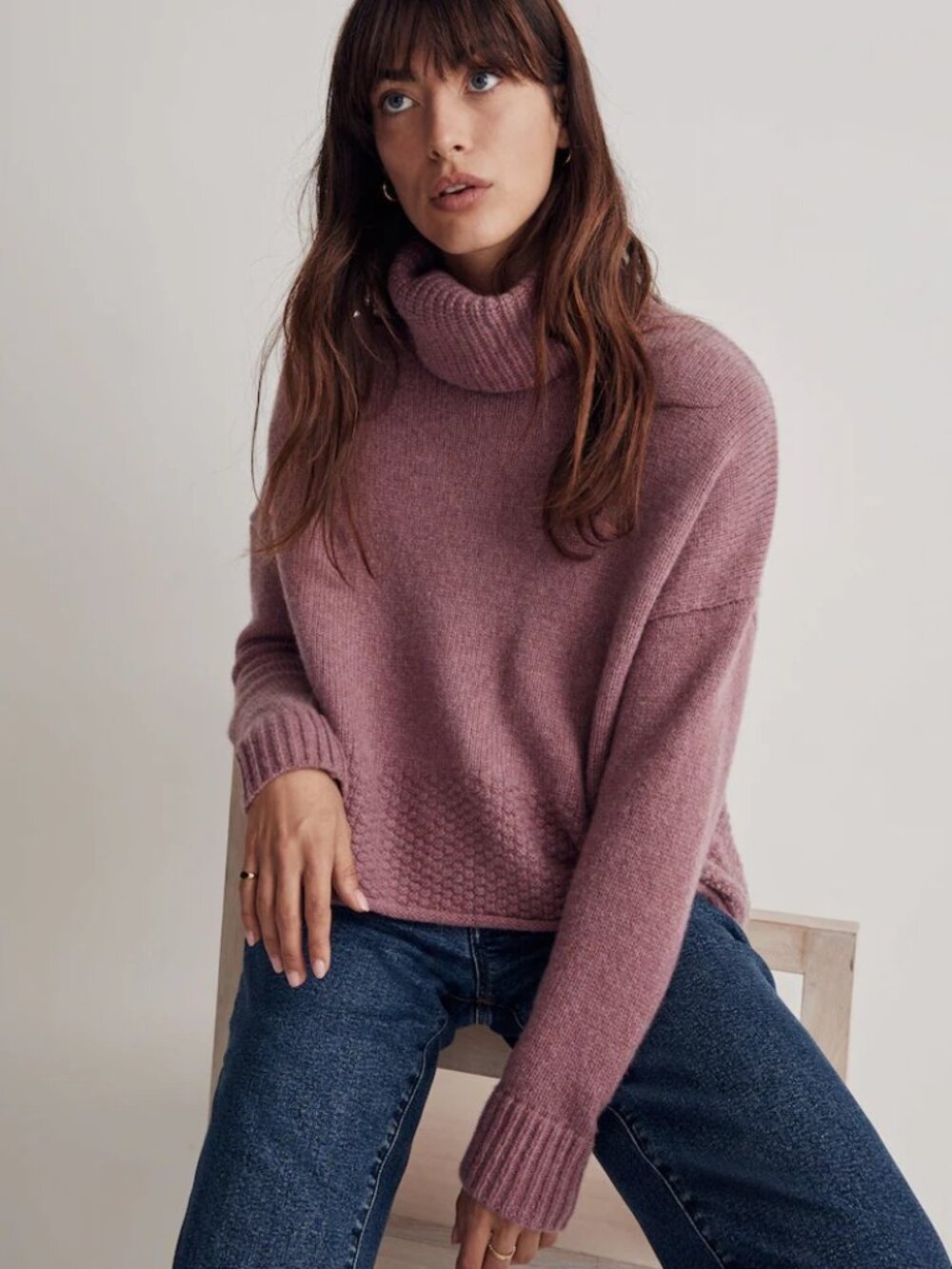 Madewell Sadler Turtleneck Sweater | Heather Mauve | Women's Size S